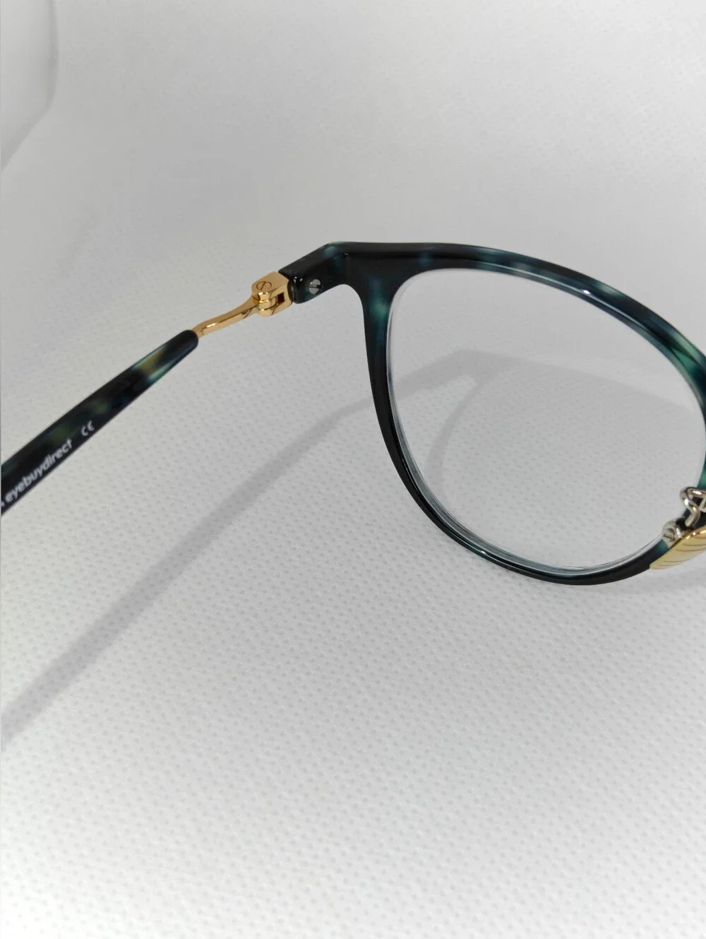 Aloft. Classic Round Women's Eyeglasses in Green Marble Tortoise Gold.
